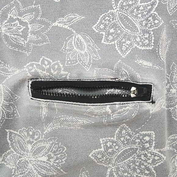 Hang Ten Rash Guard Womens Small Gray Floral Long Sleeve Stretch Zip Pocket Surf - Picture 12 of 16